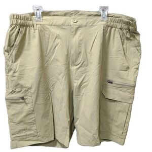 Active Cargo‎ Shorts Mens Size 40 Elastic Waist Zippered Pockets Tan